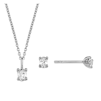 14 kt hvidguld The One Oval smykkesæt med i alt 0,69 ct Diamant Wesselton SI